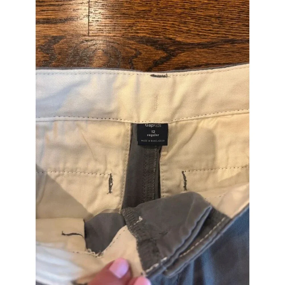 GapKids Boys Gray Lived-In Chino Pants Size 12 Regular Flat Front School Uniform